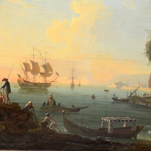  - Port landscape - Workshop of Charles François Lacroix of Marseille (1700 - 1782)